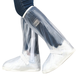 Waterproof Rain Boot Shoe Cover with reflector (Color: White, size: S)