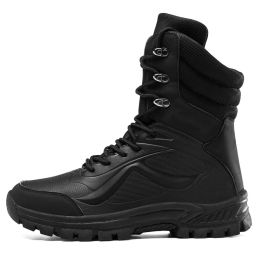 Tactical Shoes Men Hiking Boots Outdoor Camping Autumn Military Boots Microfiber Mountain Climbing Shoes Forces Equipment 39-45 (Color: black, size: 44)