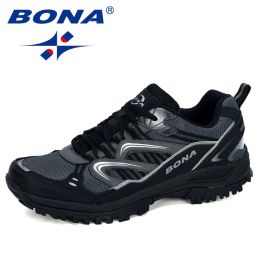 BONA 2022 New Designers Popular Sneakers Hiking Shoes Men Outdoor Trekking Shoes Man Tourism Camping Sports Hunting Shoes Trendy (Color: Charcoal grey D grey, size: 9.5)