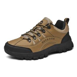 Outdoor Men Treking Shoes Breathable Climbing Hiking Sneakers Men Trainers Comfortable Walking Casual Shoes Men Camping Shoes (Color: Brown, size: 43)