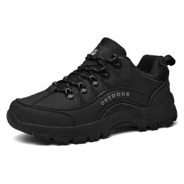 Outdoor Men Treking Shoes Breathable Climbing Hiking Sneakers Men Trainers Comfortable Walking Casual Shoes Men Camping Shoes (Color: black, size: 38)