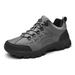 Outdoor Men Treking Shoes Breathable Climbing Hiking Sneakers Men Trainers Comfortable Walking Casual Shoes Men Camping Shoes (Color: Gray, size: 48)