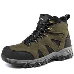 Men's Outdoor Hiking Shoes Mountaineer Climbing Sneakers Waterproof Tactical Hiking Shoes Men Camping Walking Boots (Color: green, size: 46)