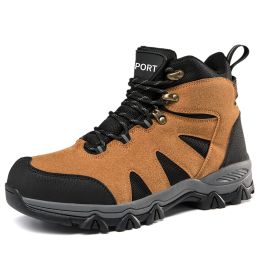 Men's Outdoor Hiking Shoes Mountaineer Climbing Sneakers Waterproof Tactical Hiking Shoes Men Camping Walking Boots (Color: Orange, size: 43)